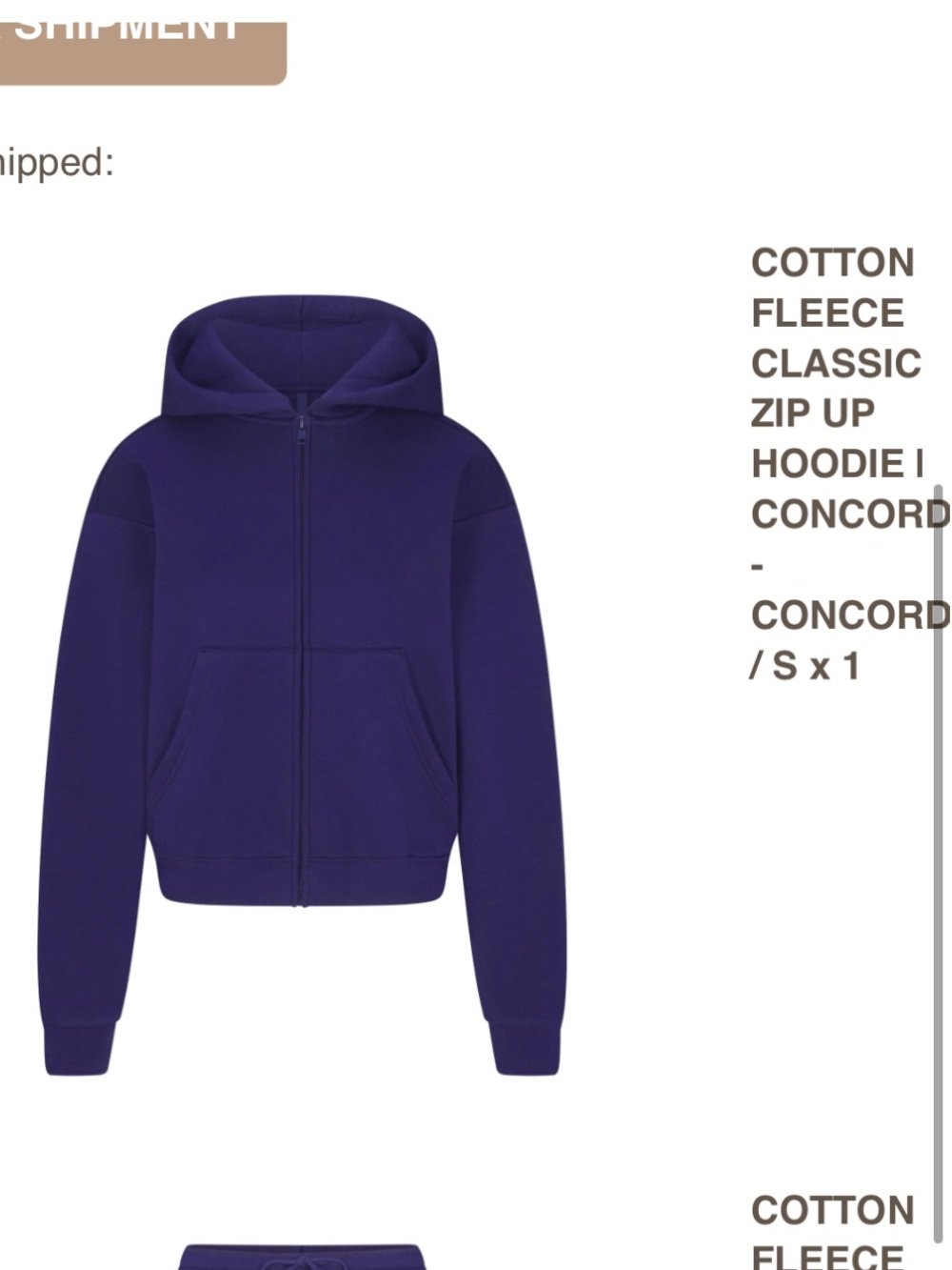 SKIMS Concord Purple Zip-Up Hoodie